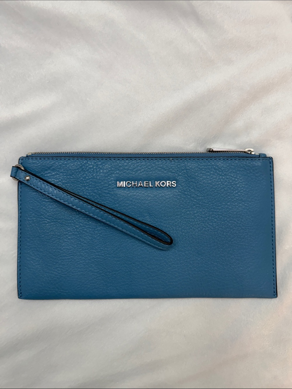 Michael Kors Blue Leather Wristlet Clutch
